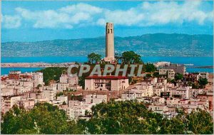 Postcard Modern Coit Tower on Telegraph Hill in San Francisco California