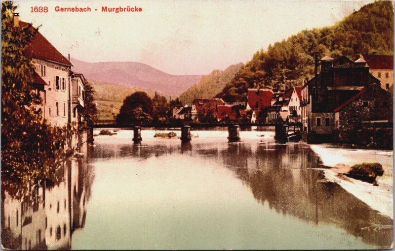 Germany Gernsbach Murg Brücke Vintage Postcard C285