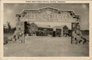 Lawton Oklahoma Kiowa Indian Hospital Ft Sill School US Indian Svc Postcard W3