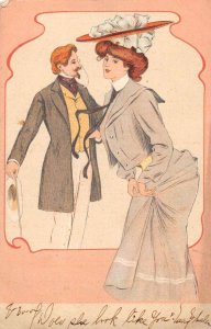 Romance Greetings Lady and Man Vintage Postcard AA52021