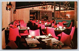 Interior~Dundee Illinois~Viking Smorgasbord Steaks & Seafood~Fireplace~Postcard