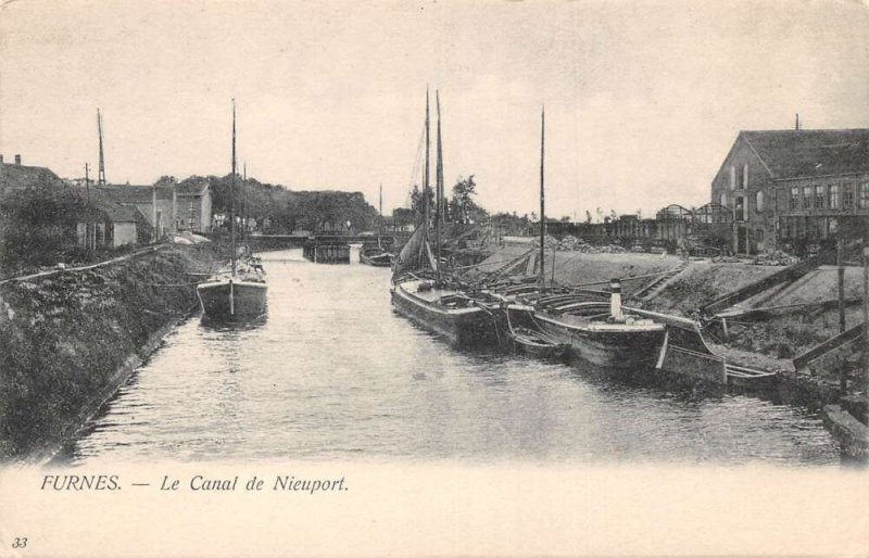 Furnes Norway Le Canal de Nieuport Vintage Postcard AA62260