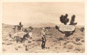 Hell Nevada Man with Donkey Real Photo Vintage Postcard J80220