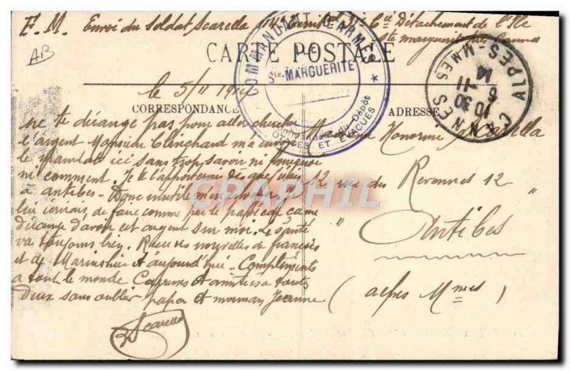 Old Postcard Prison Ile Sainte Marguerite The Prison & # 39Etat