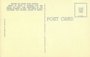 Mount de Sales High School Postcard, Macon, Georgia, Linen