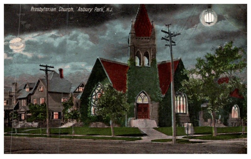 New Jersey  Asbury Park , Presbyterian Church at night