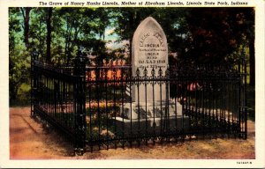 Grave of Nancy Hanks Lincoln, Mother of Abraham Lincoln Park, Indiana Postcard