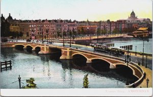 Netherlands Nieuwe Brug Amsterdam Vintage Postcard C079