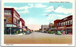 Postcard - Kansas Avenue - Liberal, Kansas