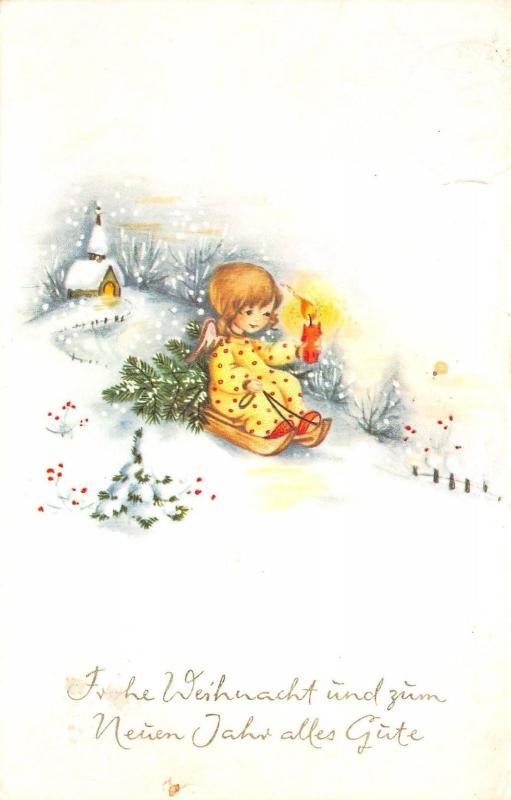BG8439 girl angel candle  weihnachten christmas greetings germany