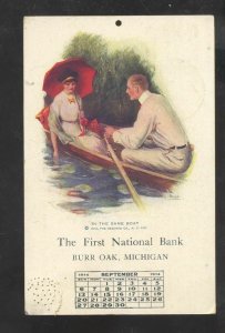 BURR OAK MICHIGAN THE FIRST NATIONAL BANK 1914 CALENDAR VINTAGE POSTCARD