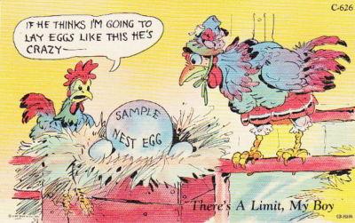 SAMPLE NEST EGG - OLDER VINTAGE LINEN CARTOON POSTCARD