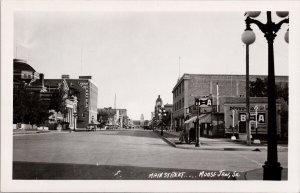 Main Street Moose Jaw SK Saskatchewan Grant Hall Hotel Unused RPPC Postcard H44