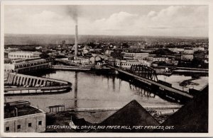 Fort Frances Ontario International Bridge Paper Mill c1932 Irwin Postcard H44