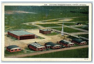 c1940 Cheyenne Transcontinental Airport Building Truss Tower Wyoming WY Postcard