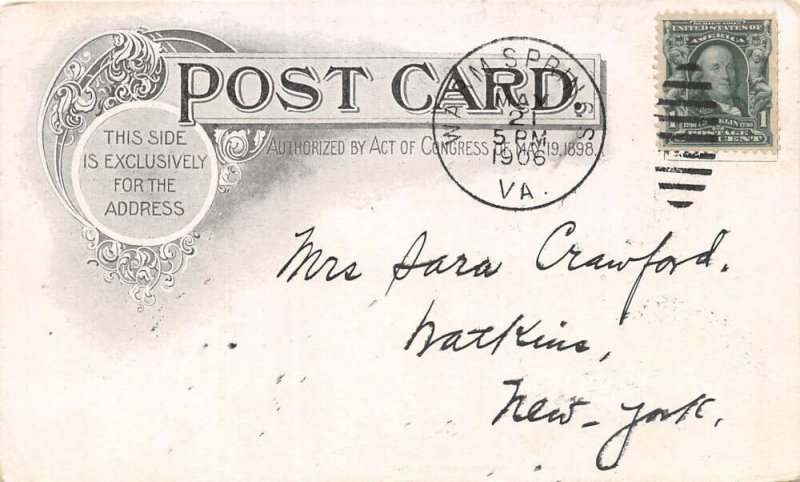 Warm Springs  Virginia  Ladies' Bath, Undivided Back Vintage Postcard U19127