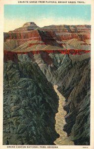 Grand Canyon Arizona, Granite George From Plateau, Trail, National Park Postcard