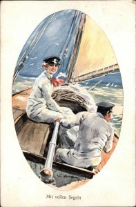 A/S Usabal Pretty Woman Sailing Sailboat Berlin Germany 1930 Postmark PC