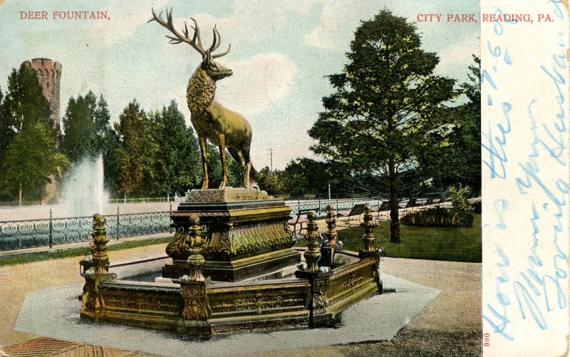 PA - Reading. City Park, Deer Fountain