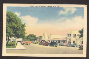 LAMAR MISSOURI DOWNTOWN SQUARE STREET SCENE OLD CARS VINTAGE POSTCARD