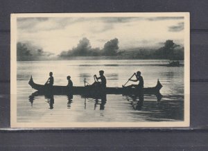 CAROLINE ISLANDS, NATIVES IN PIROGUE, CANOE, c1920 ppc., unused.