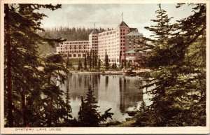 Chateau Lake Louise Reflection WOB Note Postcard Pine Tree Forest Hotel 