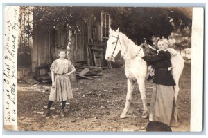 c1910's Postcard RPPC Photo Old Woman And Young Girl c1910's Unposted Antique