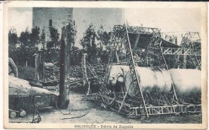 WWI Destroyed Zeppelin, Sakonika Greece, 1915 Military, Macedonian Front Italian