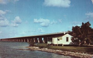 Vintage Postcard 1950's Pigeon Key With Seven Mile Bridge Mainland Florida Fla.