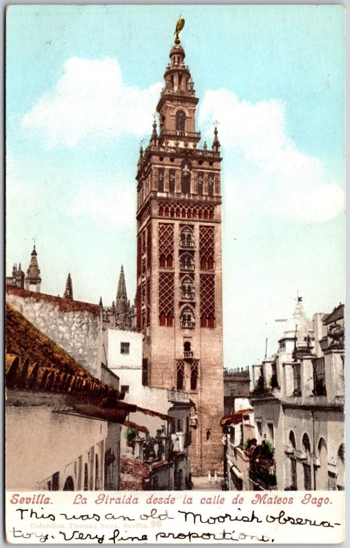 Sevilla La Giralda Desde la Calle de Mateos Gagon Spain Postcard
