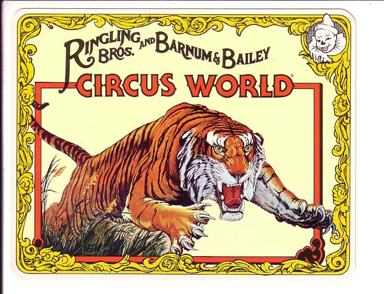 Tiger, Ringling Bros, Barnum & Bailey Circus World Oversize Approx 5.5 X 7 inch