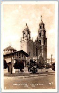 San Francisco California 1940s RPPC Real Photo Mission Dolores Old And New