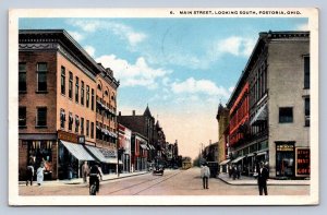 J97/ Fostoria Ohio Postcard c1910 Main Street Stores Bicycle  363