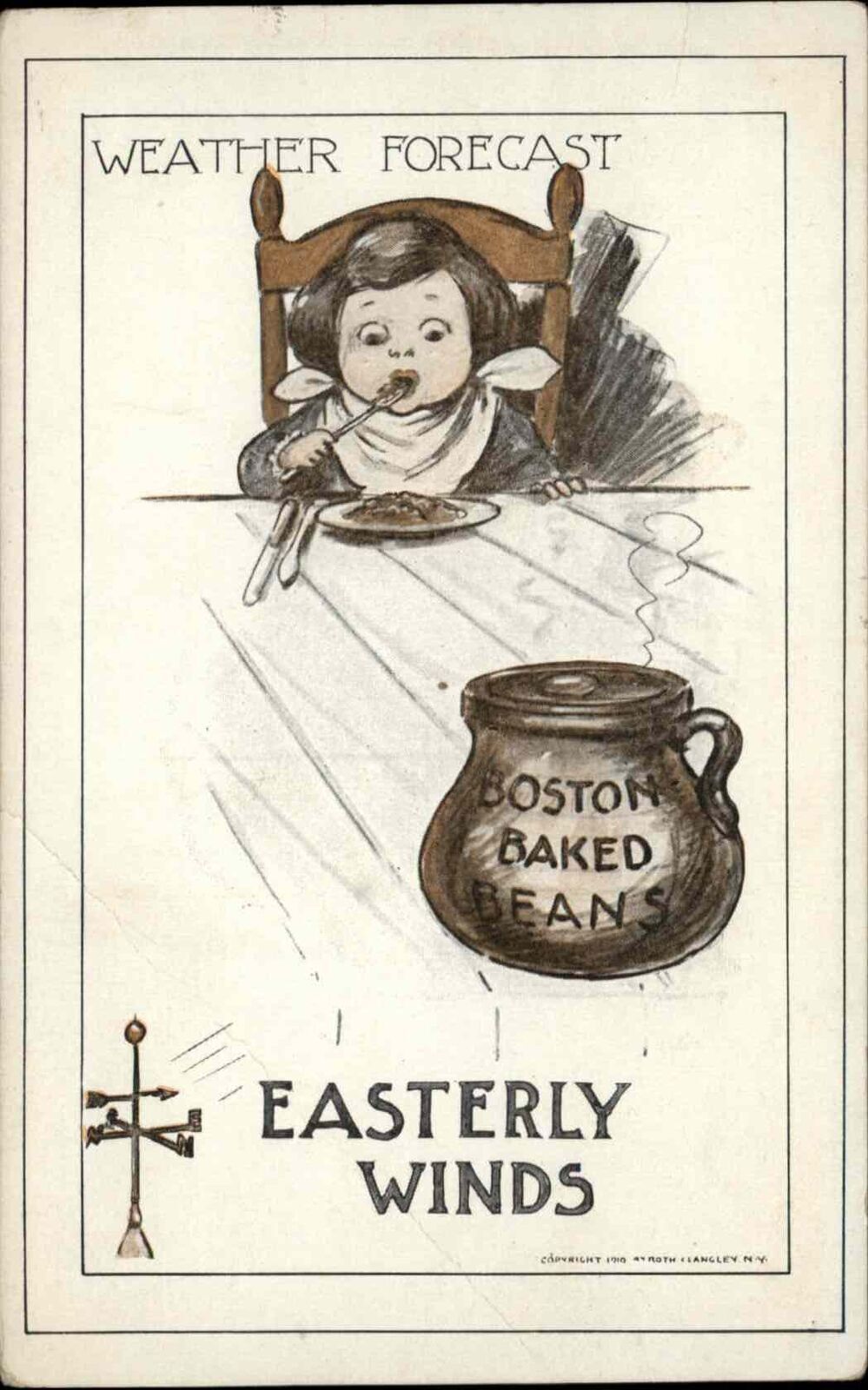 Little Boy Boston Baked Beans Easterly Winds Fart Humor c1910 Vintage