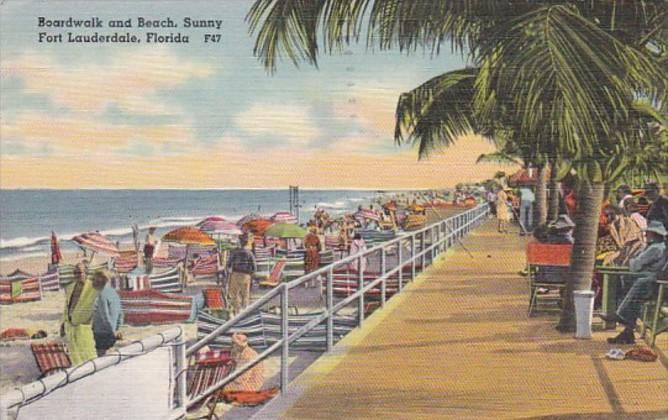 Florida Fort Lauderdale Boardwalk and Beach 1950