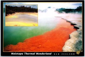 VINTAGE CONTINENTAL SIZE POSTCARD WAIOTAPU THERMAL WONDERLAND NEW ZEALAND