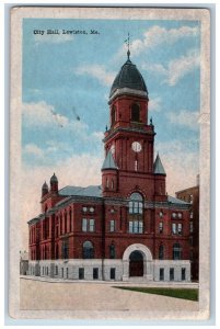 Lewiston Maine Postcard City Hall Exterior Building 1920 Vintage Antique Posted