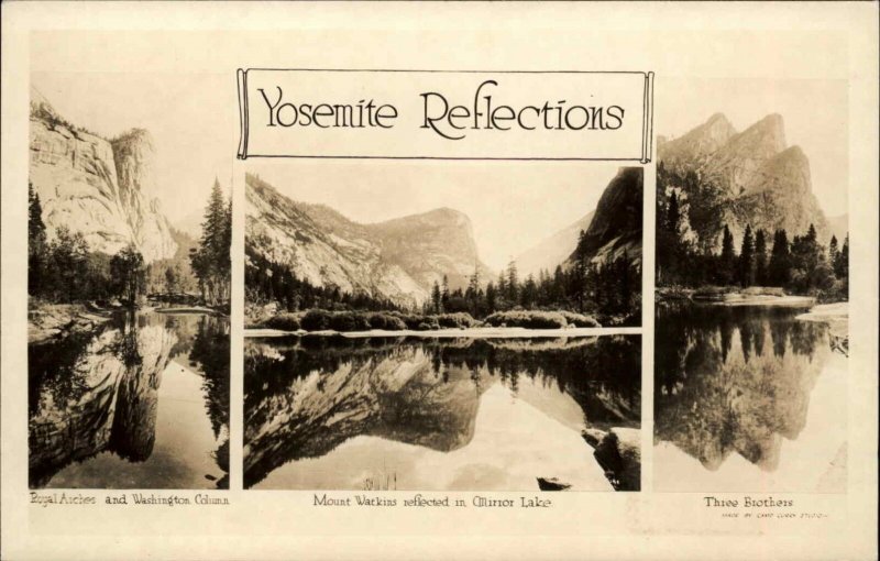 Yosemite Nat'l Park California CA Mount Watkins Real Photo Vintage Postcard