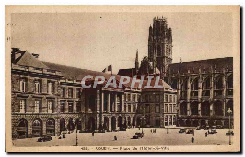 Old Postcard Rouen Place de L & # 39Hotel City