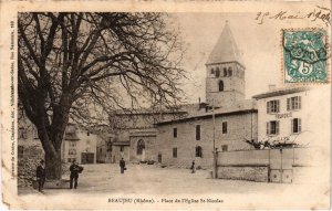 CPA Beaujeu - Place de l'Eglise Saint-Nicolas (1036450)