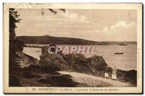 Old Postcard Rotheneuf Le Havre gauceh A deck on the rocks
