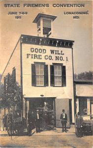 Lonaconing Good Will Fire Co. Fire Trucks State Convention in 1911 RPPC Postcard