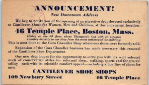 1920s Cantilever Shoe Shops Boston MA Advertising Postcard