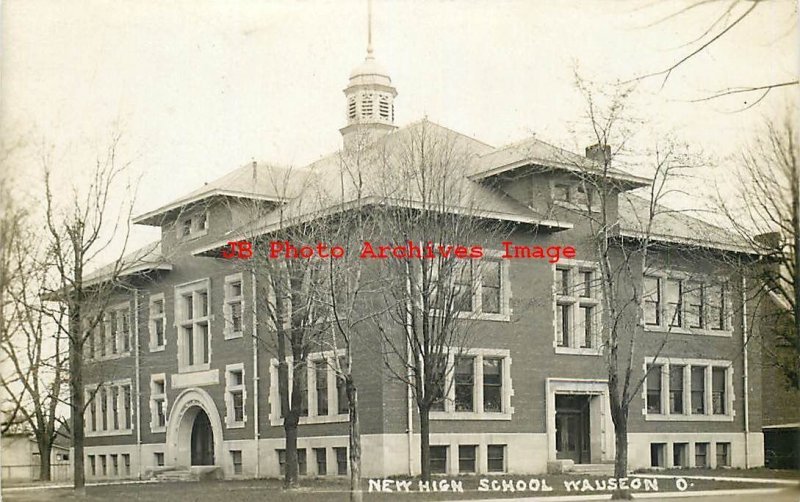 OH, Wauseon, Ohio, RPPC, High School Building, Exterior View, Photo