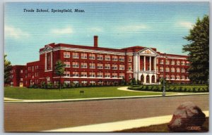 Vtg Springfield Massachusetts MA Trade School 1950s Linen View Unused Postcard