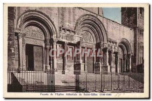 Old Postcard Facade of the Abbey Church of St. Gilles