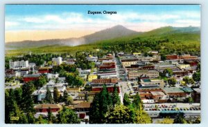 EUGENE, OR Oregon ~ BIRDSEYE VIEW of the TOWN  c1950s Lane County Postcard