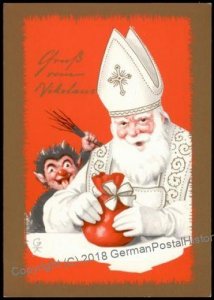 Austria 1960s Classic Krampus Devil St Nicholas Santa Christmas Card UNUSE 95375