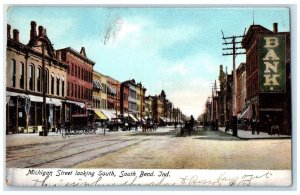 1907 Michigan Street Looking South South Bend Indiana IN Antique Postcard