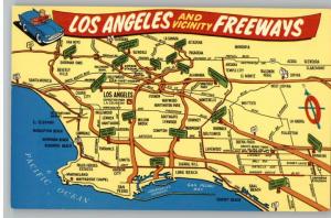 Postcard-Los Angeles Freeways Map..California/CA